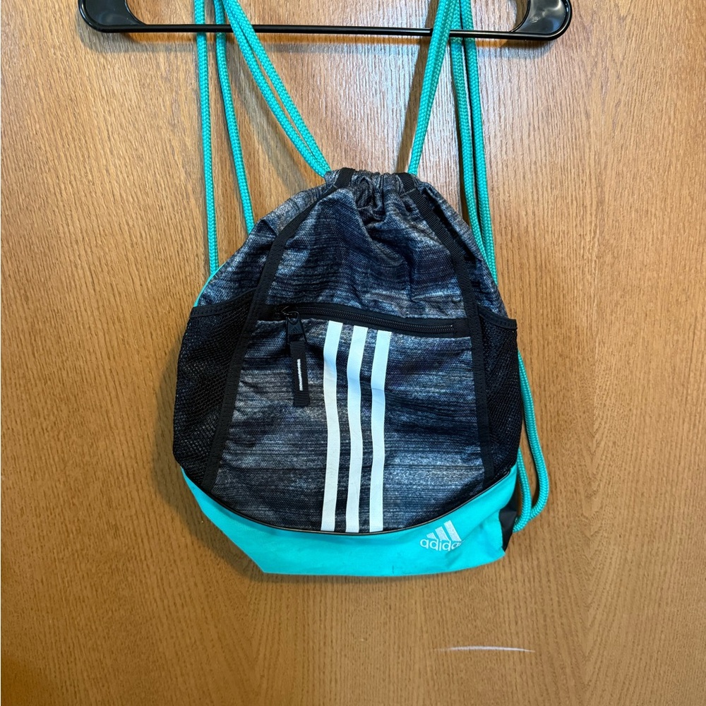 adidas Teal and Black Drawstring Sports Sack